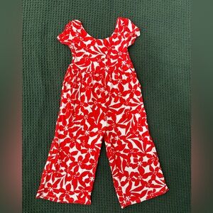 Posh Peanut Red and White Floral Jumpsuit